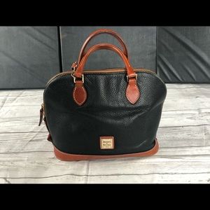 Dooney & Bourke Black and Tan Pebble Grain Satchel